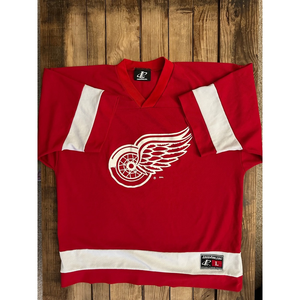 Vintage Detroit Red Wings Jersey Logo Athletic NHL Red White Large Mens Hockey